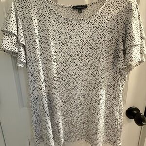 Adrianna Papell White and Black Patterned Blouse